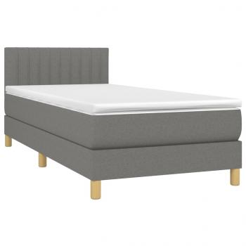 Boxspringbett mit Matratze & LED Dunkelgrau 90x190 cm Stoff