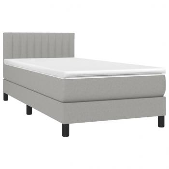 Boxspringbett mit Matratze Hellgrau 90x190 cm Stoff