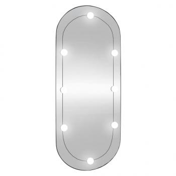 Wandspiegel mit LED-Leuchten 40x90 cm Glas Oval