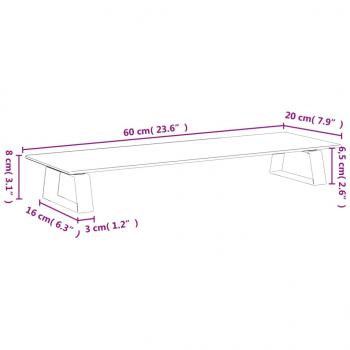 Monitorständer Schwarz 60x20x8 cm Hartglas und Metall