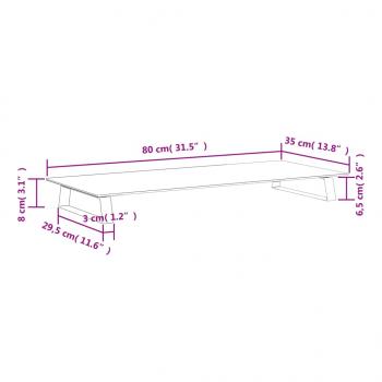 Monitorständer Weiß 80x35x8 cm Hartglas und Metall