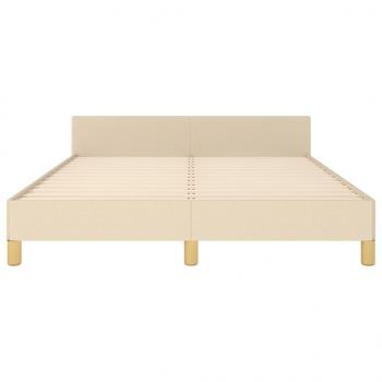 Bettgestell mit Kopfteil Creme 140x190 cm Stoff