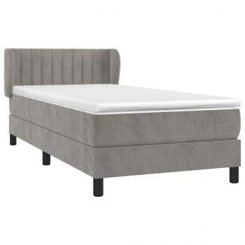 Boxspringbett mit Matratze Hellgrau 90x200 cm Samt