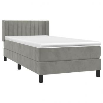 Boxspringbett mit Matratze Hellgrau 90x200 cm Samt