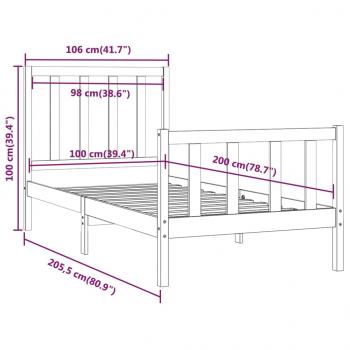 Massivholzbett Weiß 100x200 cm