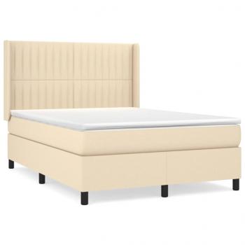 Boxspringbett mit Matratze Creme 140x200 cm Stoff