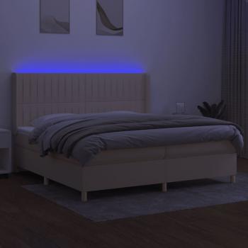 Boxspringbett mit Matratze & LED Creme 200x200 cm Stoff