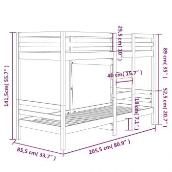 Etagenbett 80x200 cm Massivholz Kiefer