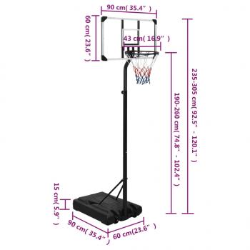 Basketballständer Transparent 235-305 cm Polycarbonat