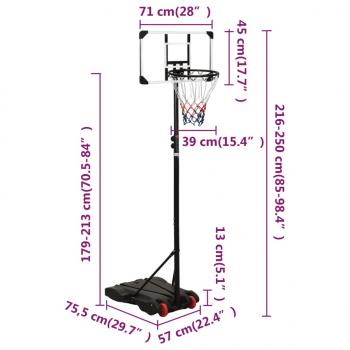 Basketballständer Transparent 216-250 cm Polycarbonat