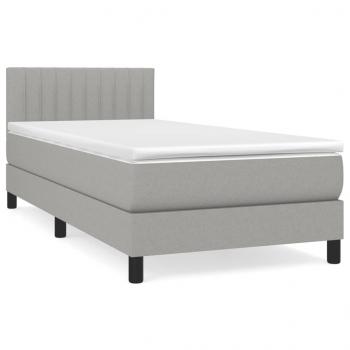 Boxspringbett mit Matratze Hellgrau 80x200 cm Stoff