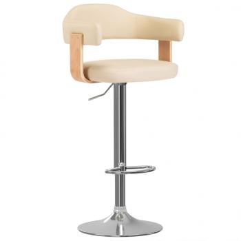 Barhocker 2 Stk. Creme Bugholz und Kunstleder