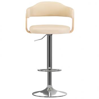 Barhocker 2 Stk. Creme Bugholz und Kunstleder