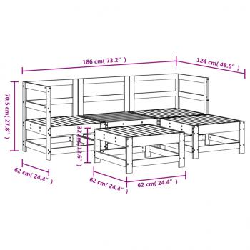 5-tlg. Garten-Lounge-Set Massivholz Kiefer