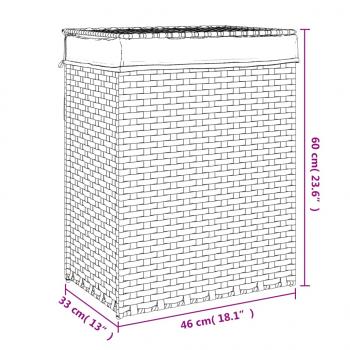 Wäschekorb mit Deckel Dunkelbraun 46x33x60 cm Poly Rattan