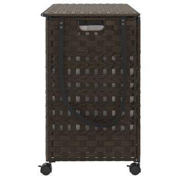 Wäschekorb mit Rollen Dunkelbraun 66x35x60 cm Rattan