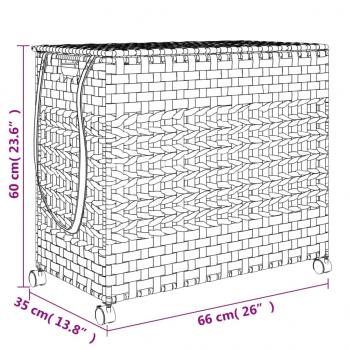 Wäschekorb mit Rollen Dunkelbraun 66x35x60 cm Rattan