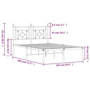 Bettgestell mit Kopfteil Metall Schwarz 120x190 cm