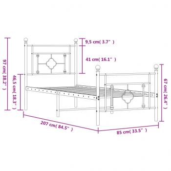 Bettgestell mit Kopf- und Fußteil Metall Schwarz 80x200 cm