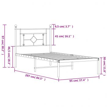 Bettgestell mit Kopfteil Metall Weiß 90x200 cm