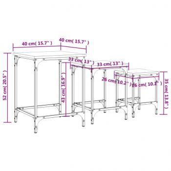 Satztische 3 Stk. Räuchereiche Holzwerkstoff