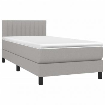 Boxspringbett mit Matratze & LED Hellgrau 80x200 cm Stoff