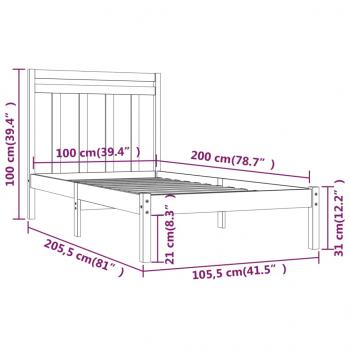 Massivholzbett Weiß 100x200 cm