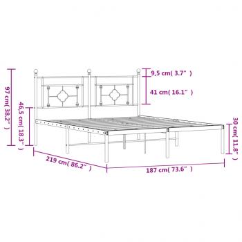 Bettgestell mit Kopfteil Metall Schwarz 183x213 cm