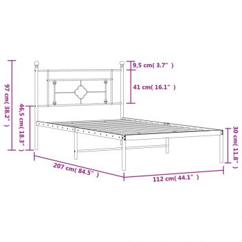 Bettgestell mit Kopfteil Metall Weiß 107x203 cm