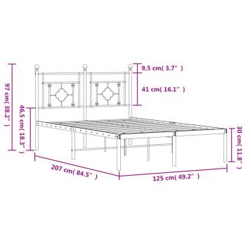 Bettgestell mit Kopfteil Metall Weiß 120x200 cm