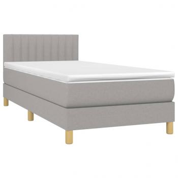 Boxspringbett mit Matratze & LED Hellgrau 80x200 cm Stoff