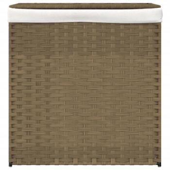 Wäschekorb mit 2 Fächern 53x35x57 cm Poly Rattan