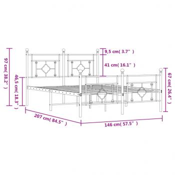 Bettgestell mit Kopf- und Fußteil Metall Schwarz 140x200 cm