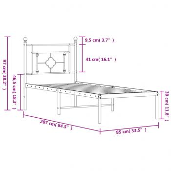 Bettgestell mit Kopfteil Metall Weiß 80x200 cm