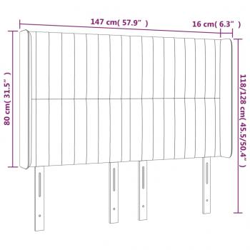 LED Kopfteil Taupe 147x16x118/128 cm Stoff