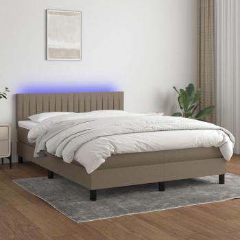 ARDEBO.de - Boxspringbett mit Matratze & LED Taupe 140x200 cm Stoff