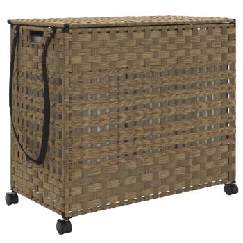 Wäschekorb mit Rollen 66x35x60 cm Rattan