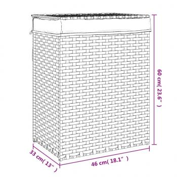 Wäschekorb mit Deckel Weiß 46x33x60 cm Poly Rattan