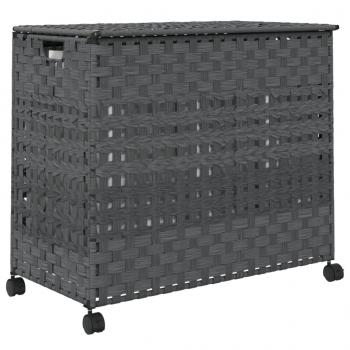 Wäschekorb mit Rollen Grau 66x35x60 cm Rattan