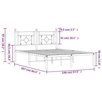 Bettgestell mit Kopfteil Metall Schwarz 140x200 cm