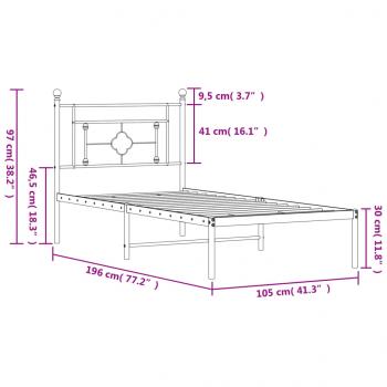 Bettgestell mit Kopfteil Metall Weiß 100x190 cm