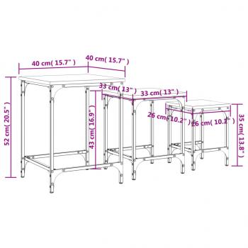 Satztische 3 Stk. Grau Sonoma Holzwerkstoff