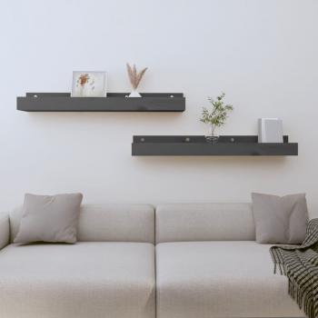 ARDEBO.de - Wandregale 2 Stk. Grau 80x12x9 cm Massivholz Kiefer