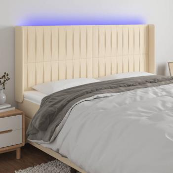 ARDEBO.de - LED Kopfteil Creme 163x16x118/128 cm Stoff