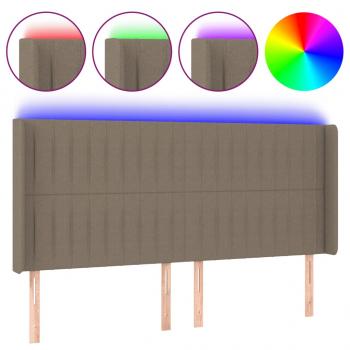 LED Kopfteil Taupe 163x16x118/128 cm Stoff