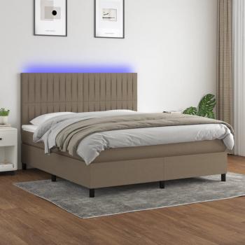 ARDEBO.de - Boxspringbett mit Matratze & LED Taupe 160x200 cm Stoff