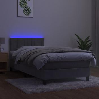 Boxspringbett mit Matratze & LED Hellgrau 80x200 cm Samt