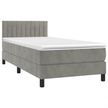 Boxspringbett mit Matratze Hellgrau 80x200 cm Samt