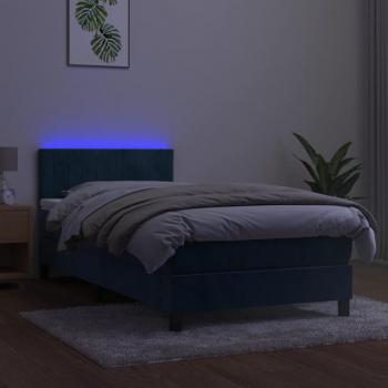 Boxspringbett mit Matratze & LED Dunkelblau 80x200 cm Samt