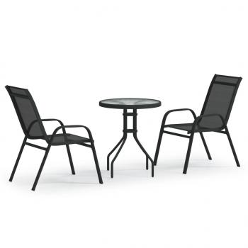 3-tlg. Garten-Bistro-Set Schwarz